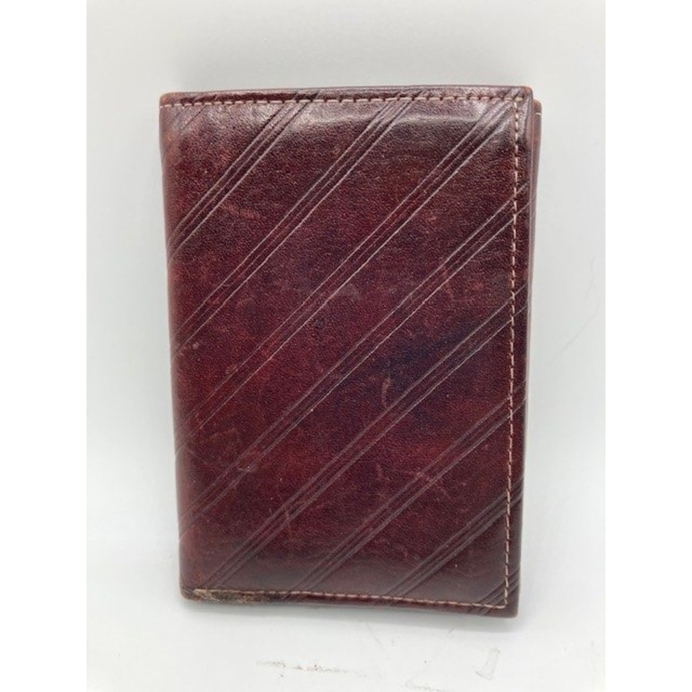 Prince Gardner Leather Tri-Fold Wallet Burgundy Stripe Key Holder VTG‎ 1980's